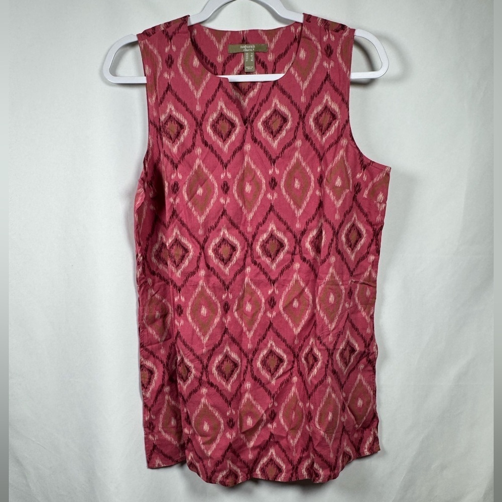 Denim&Co Naturals Women's Pink Patterned Sleeveless Top Pink S